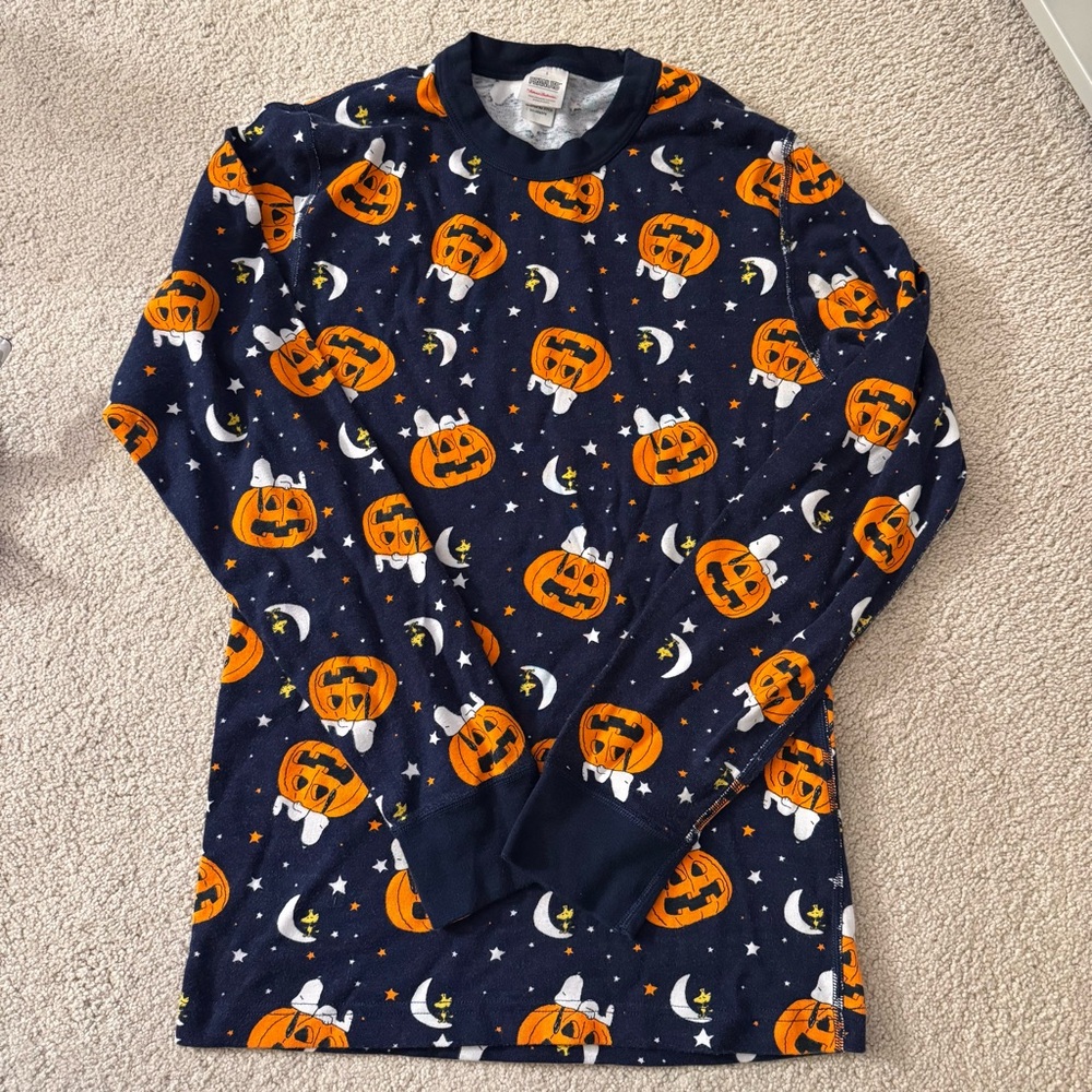 Hanna Andersson Adult Pajama Top Organic Cotton Small Snoopy Halloween EUC